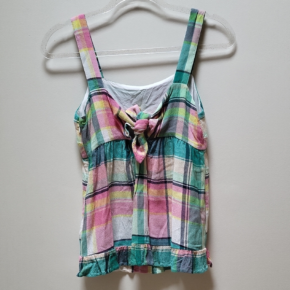 NWOT! LOFT Tie Back Peplum Top, Plaid, Size 0 - Picture 4 of 8